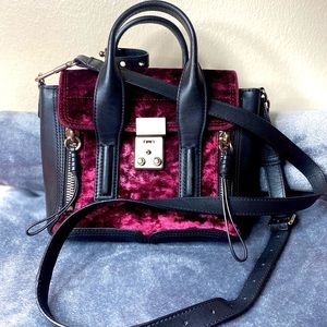 Authentic 3.1 Philip Lim Satchel velour and leather handbag.